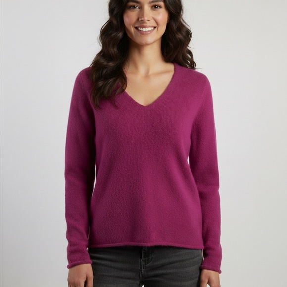 Carole Little Sweaters - Magenta V-Neck Sweater